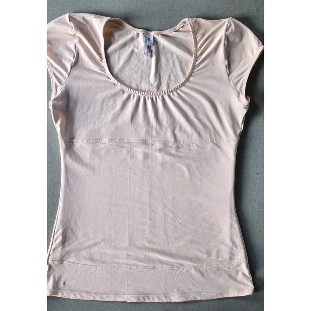 Flexees Womens 2XL Pink Tee Shirt Shapewear‎ Layer SS Scoop Maidenform
